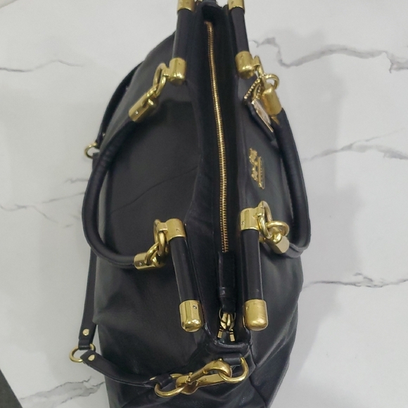 Coach Black Leather Madison Pinnacle Carrie Satchel - Picture 10 of 17